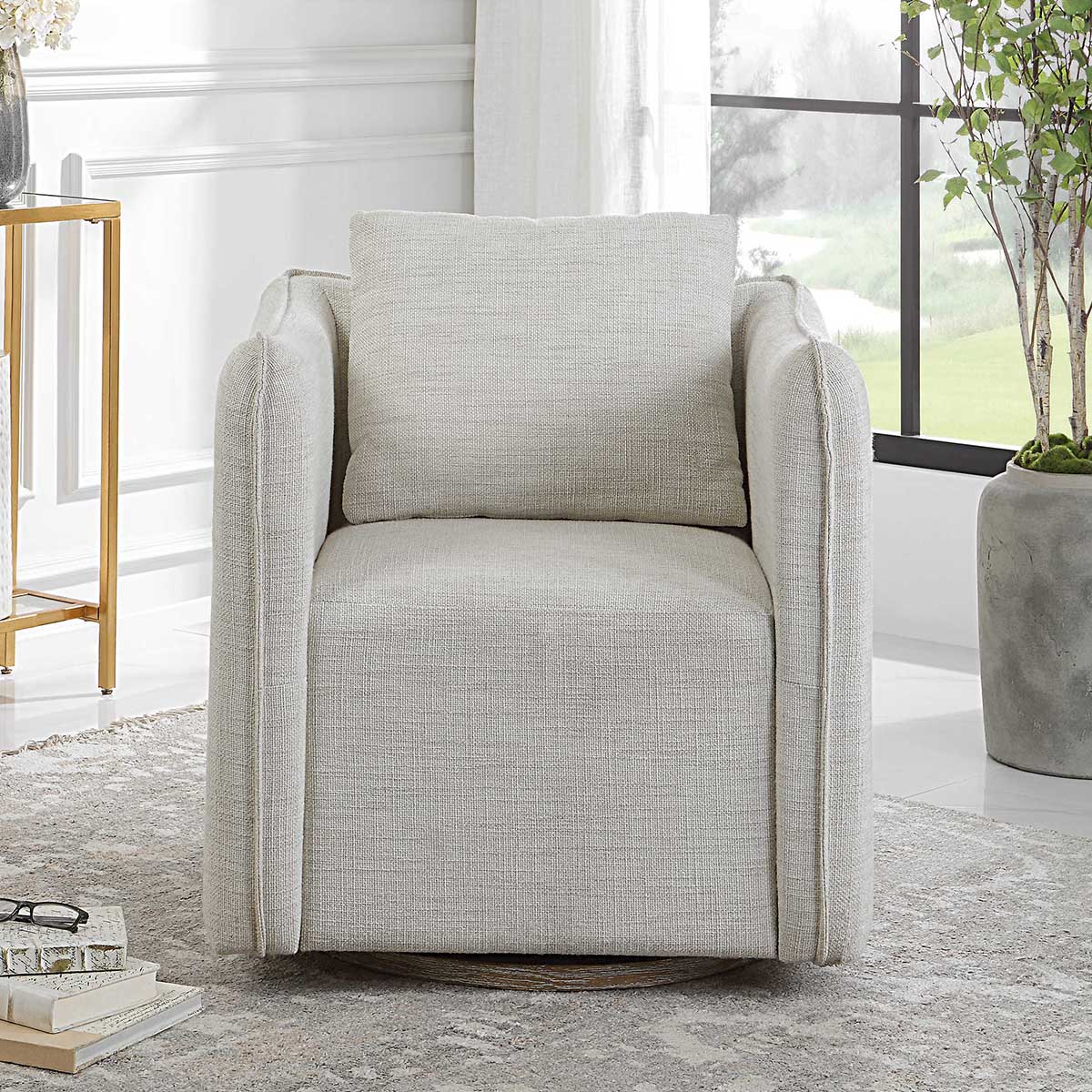 Corben white swivel chair Uttermost