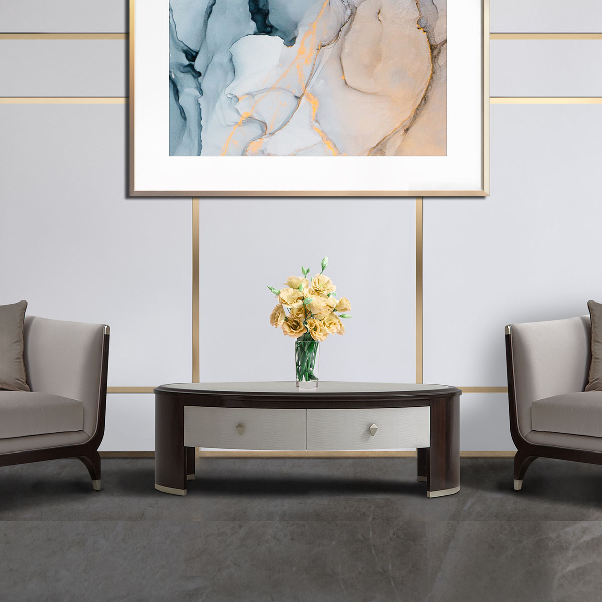 Paris chic espresso coffee table set Michael Amini