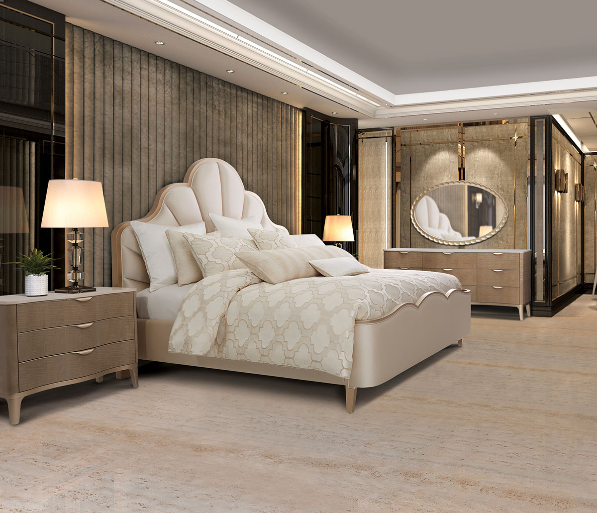 Malibu Crest Queen bedroom set- Michael Amini