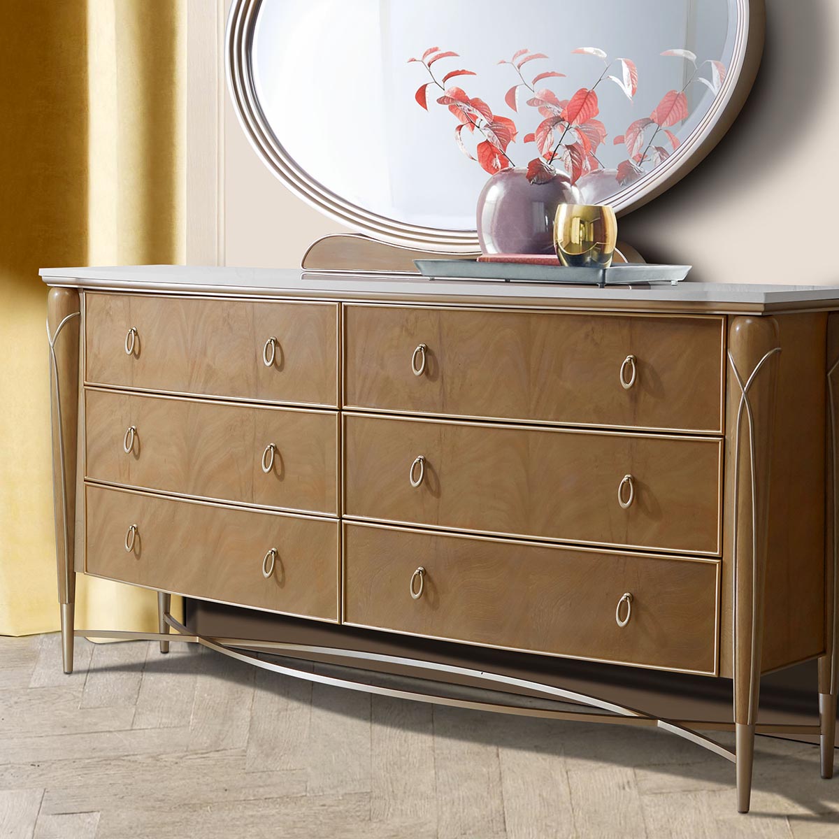 Brown and on sale gold dresser