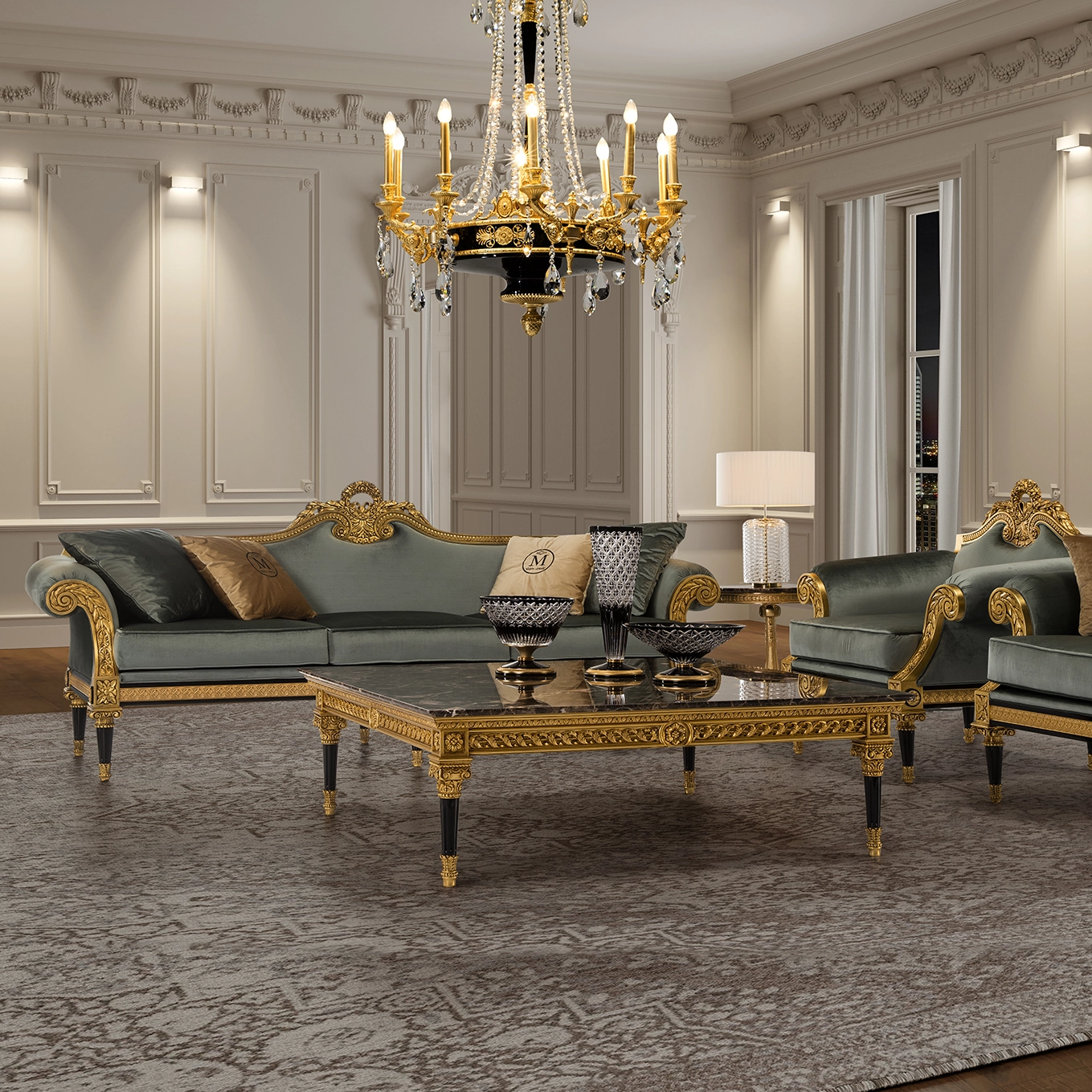 Trianon emperador marble coffee table set- Mariner