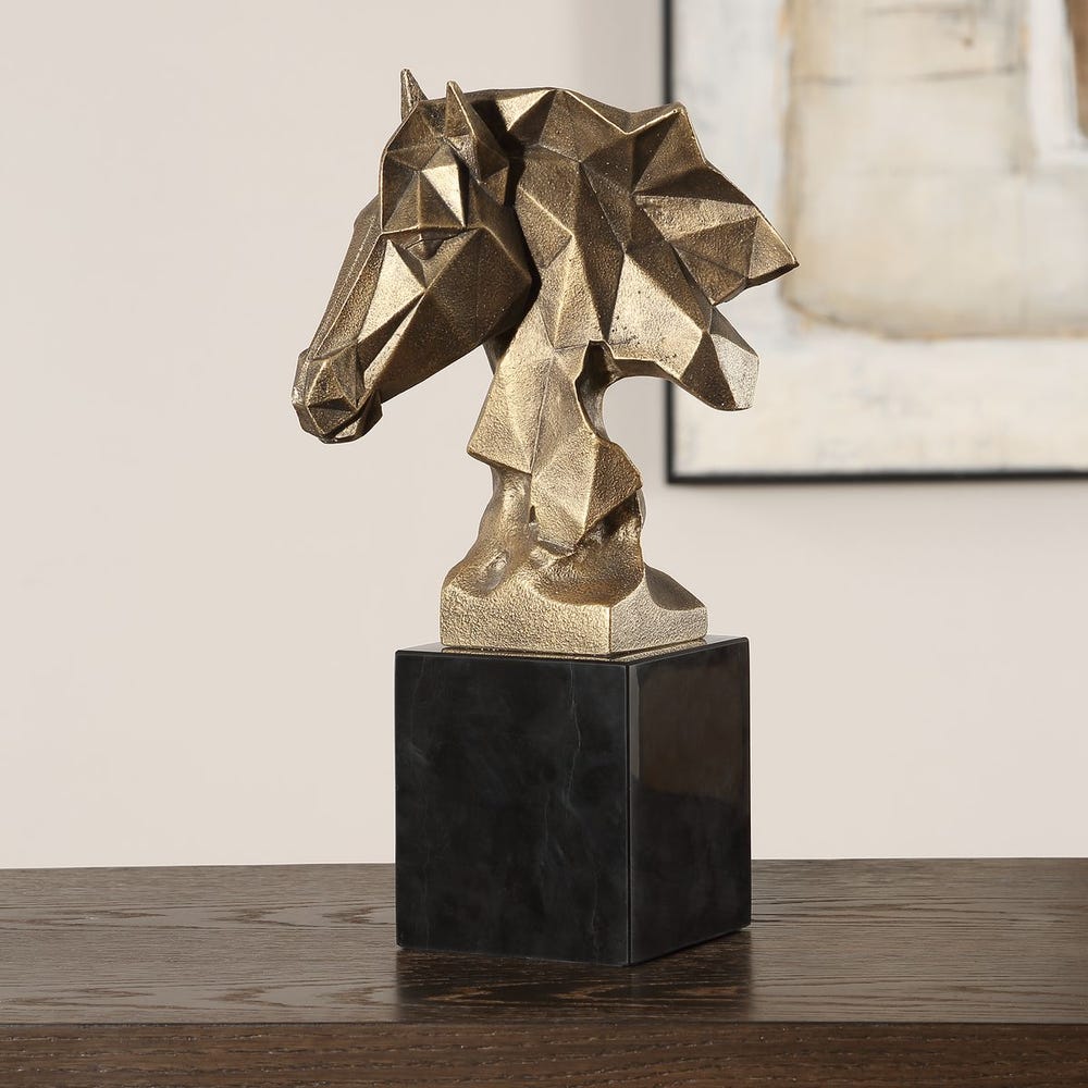 Chiseled horse bust sculpture- Uttermost