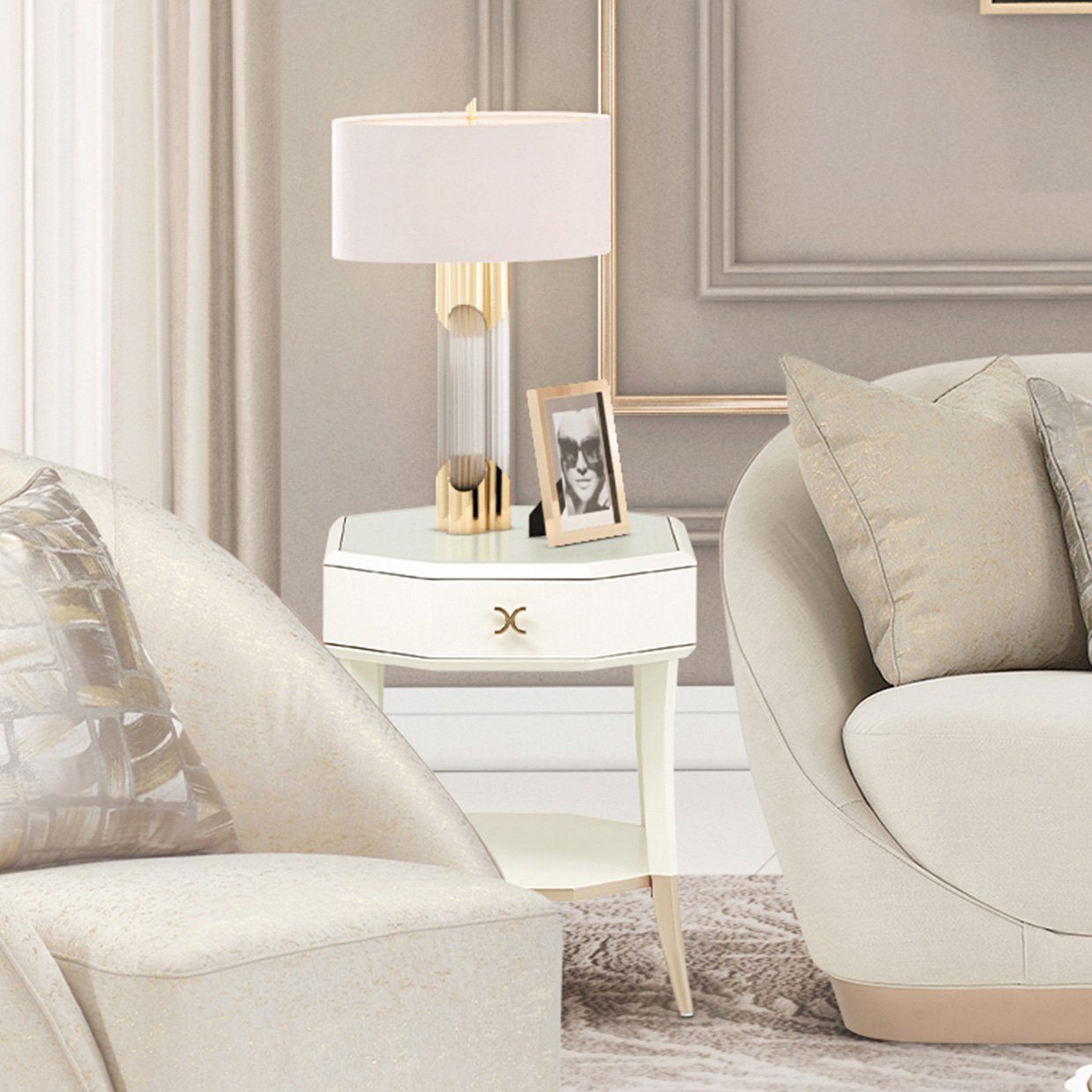 La rachelle corner table- Michael Amini