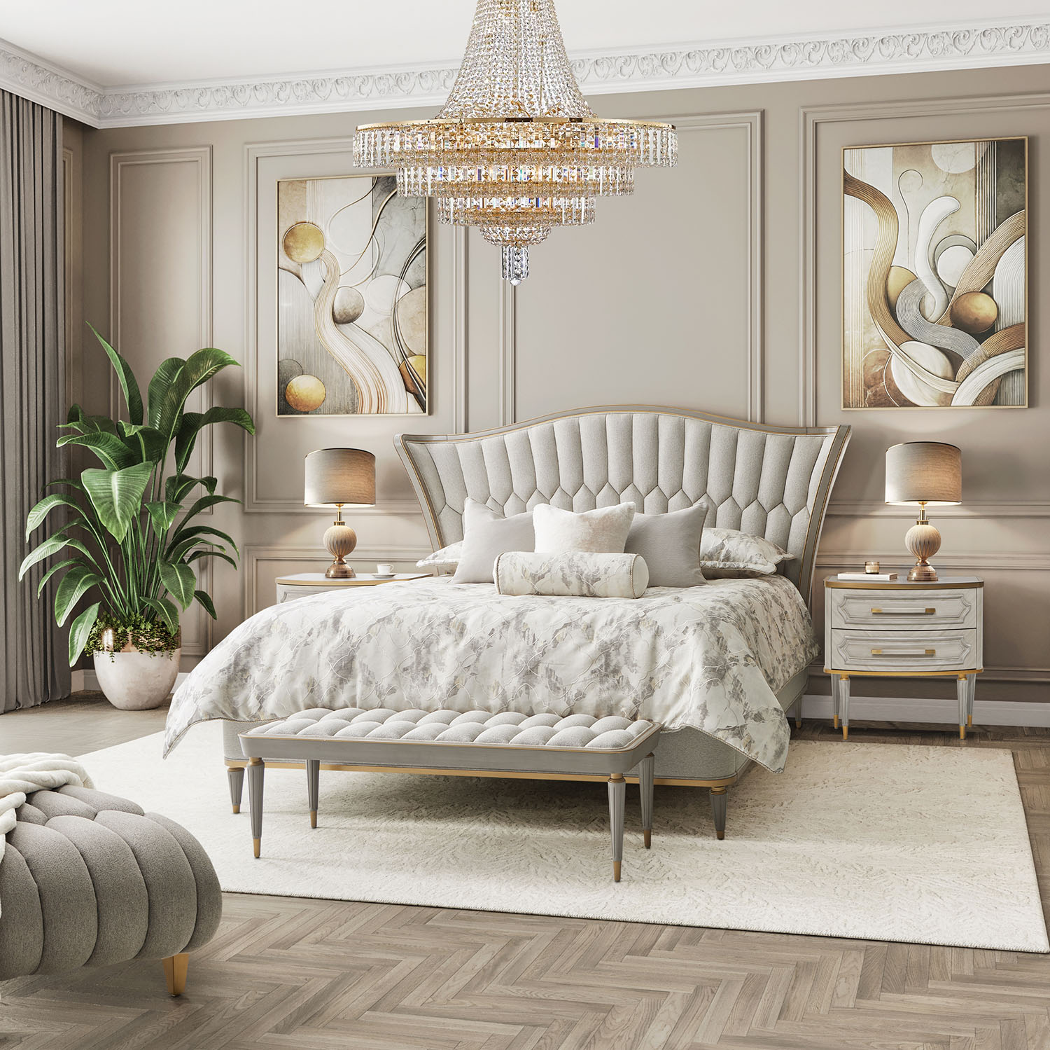 St. Charles king sized bedroom set- Michael Amini