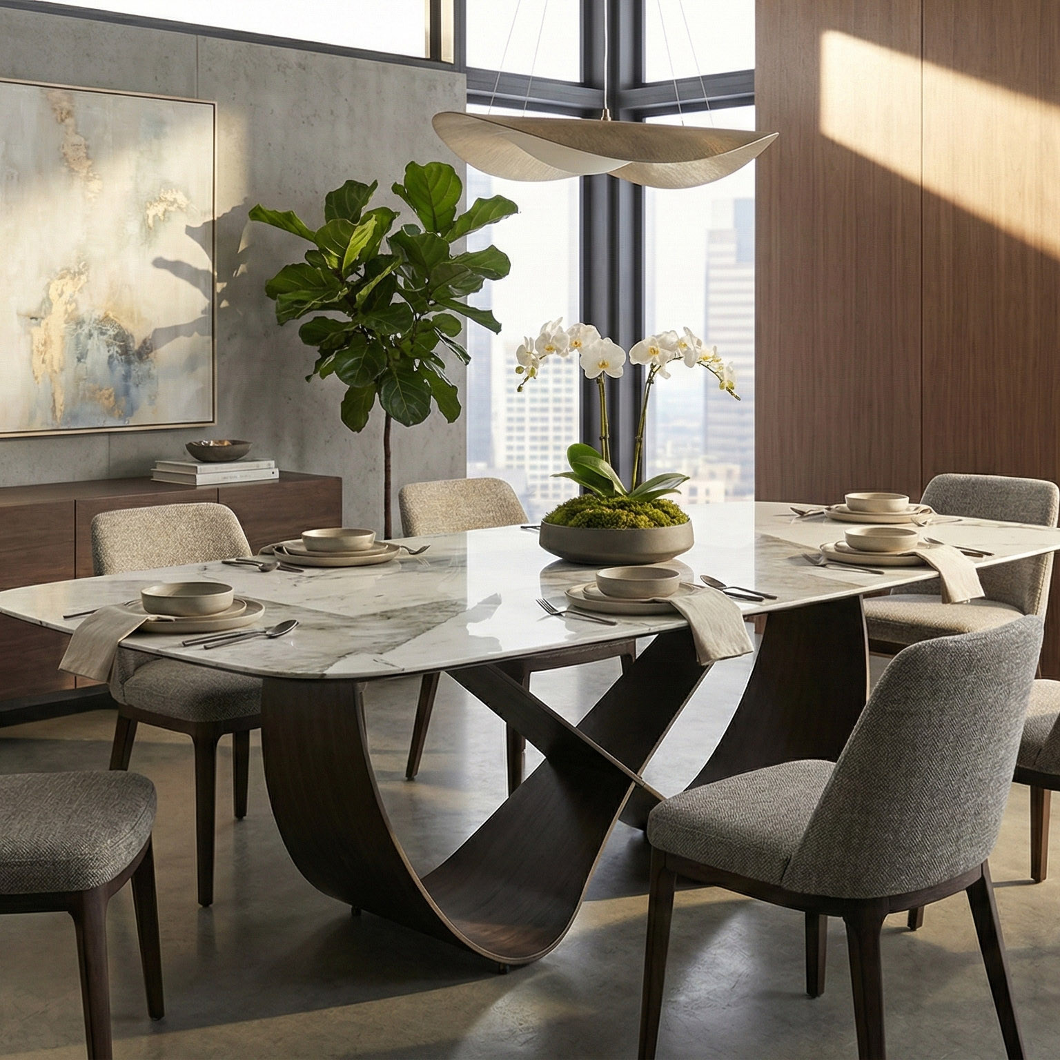 Vetro gold dining table