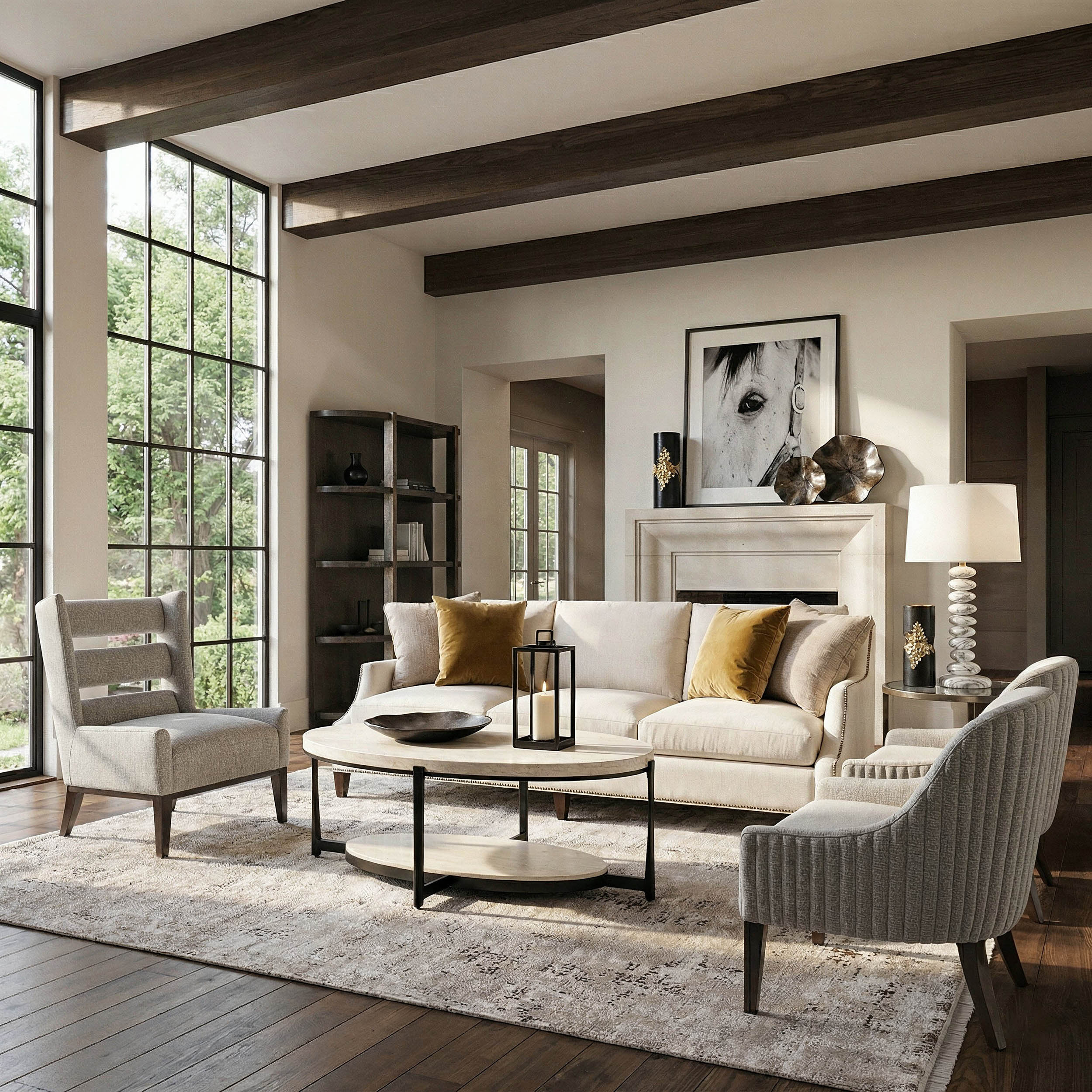 Crawford beige 4-seater sofa - Bernhardt