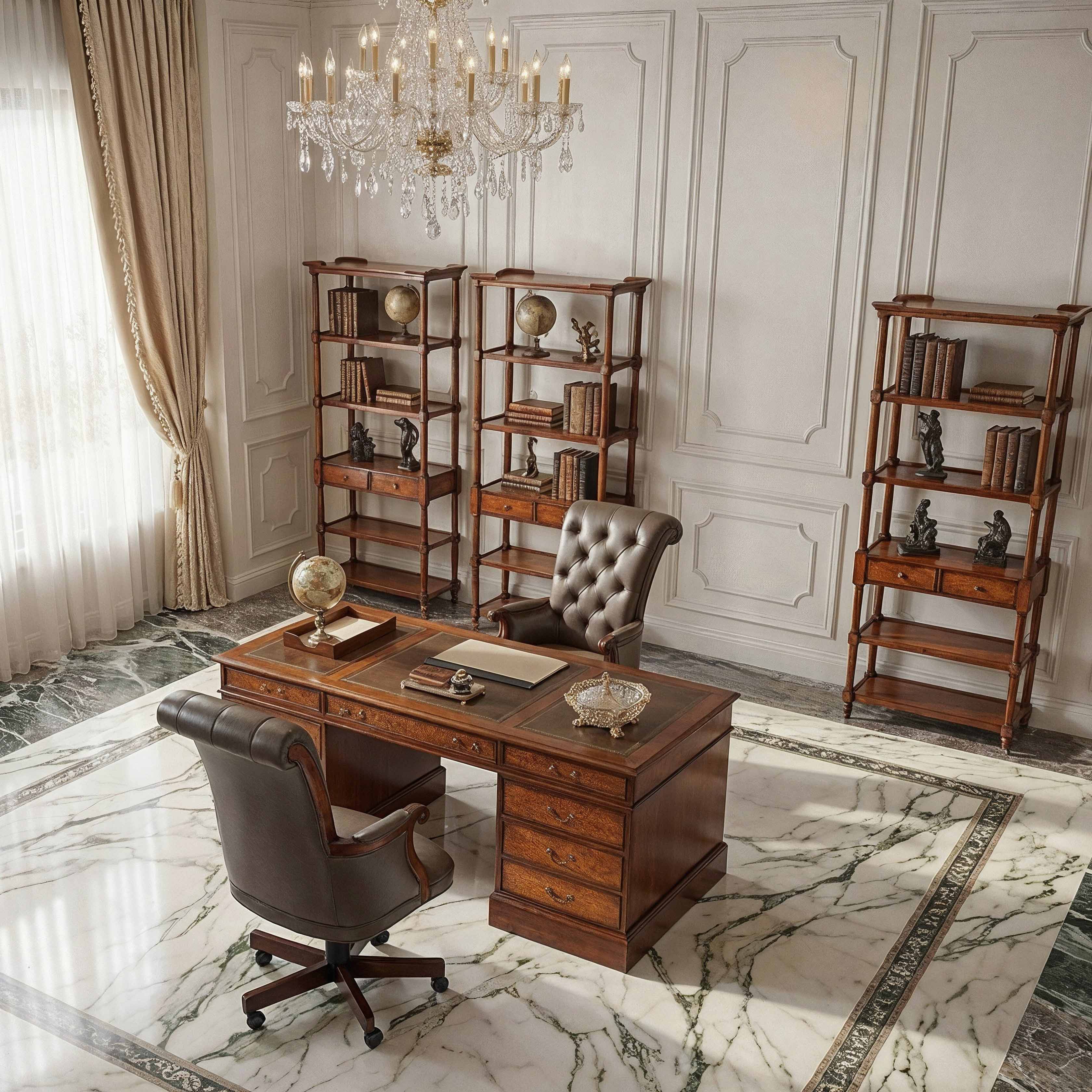 English Pedestal desk set