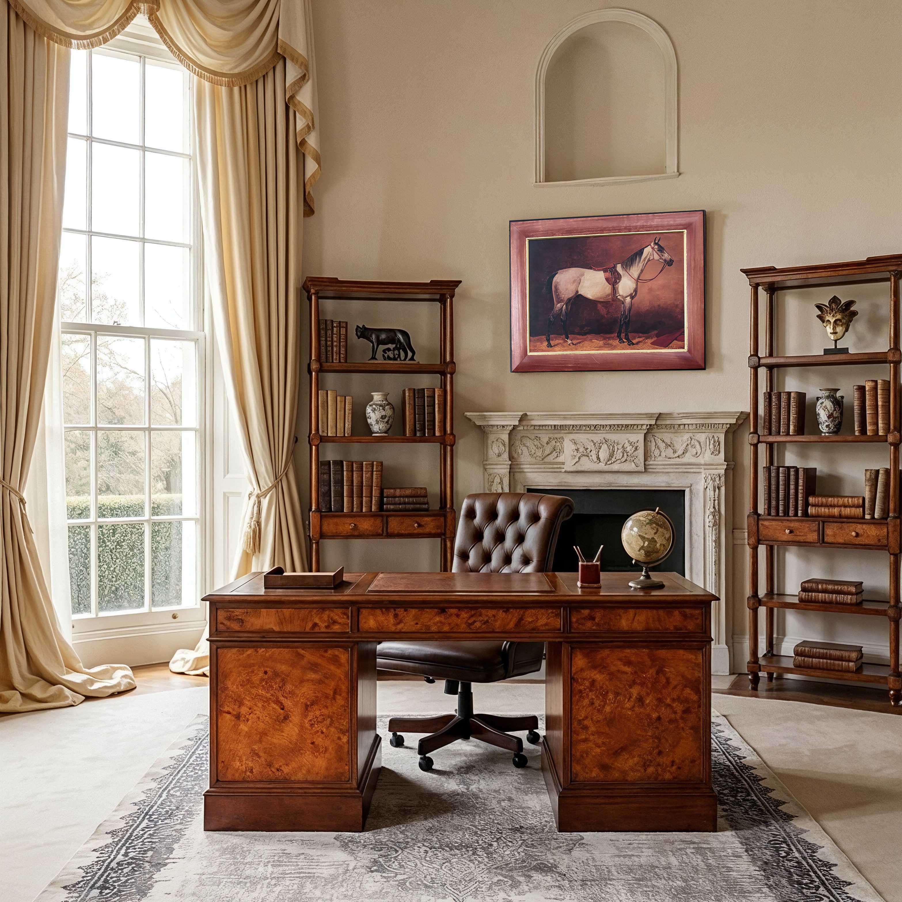 English Pedestal desk set
