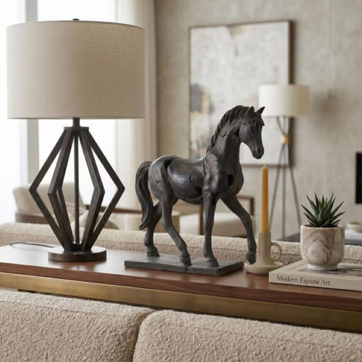Cracked horse sculpture