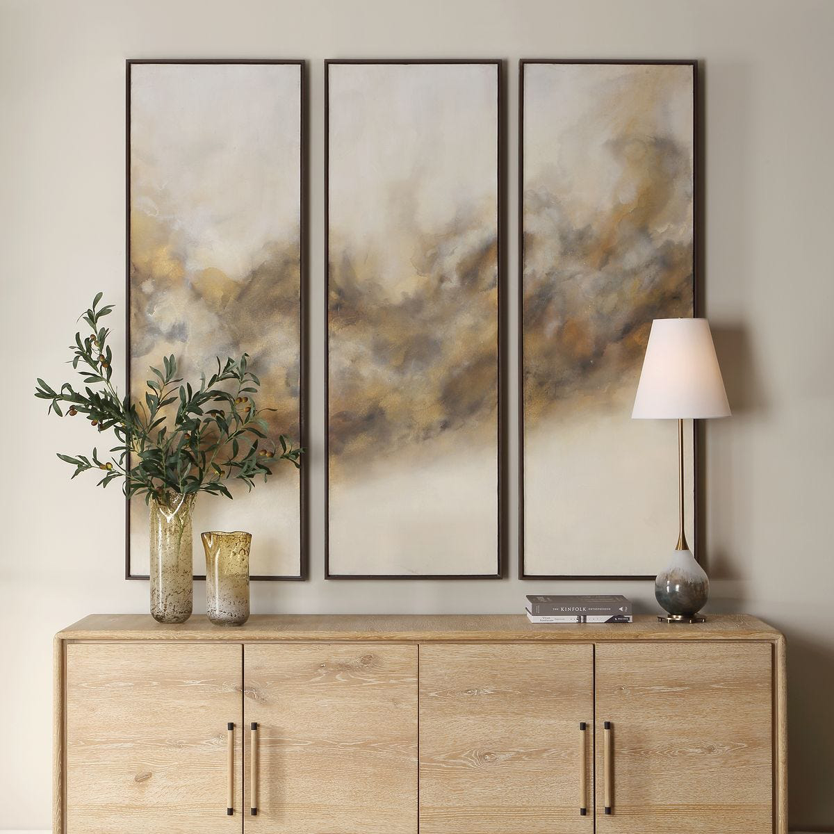 Smoke break hand painted canvases set of 3- Uttermost