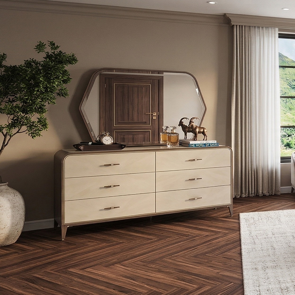 Houston dresser and mirror- Michael Amini